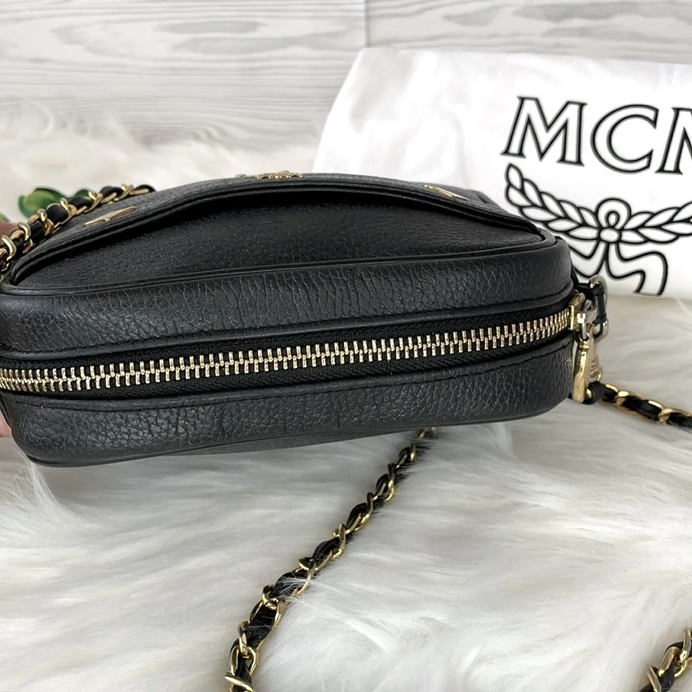 MCM Black‎ Leather Chain Strap Shoulder Bag